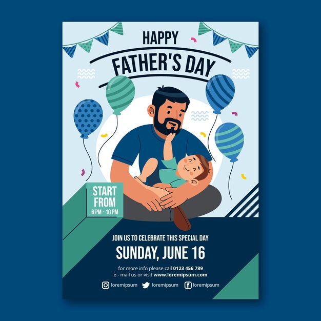 Flat father's day flyer template