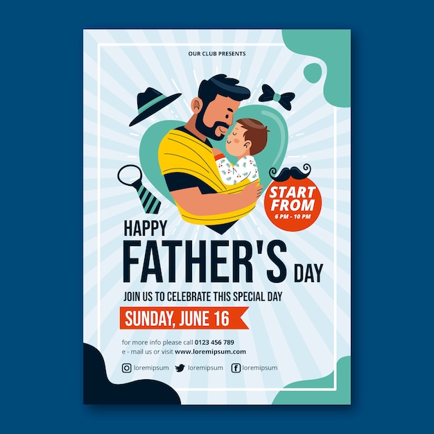 Flat father's day flyer template