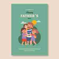 Free vector flat father's day greeting card template