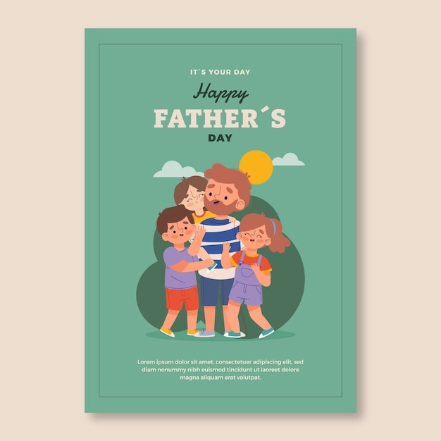 Плоский шаблон поздравительной открытки ко дню отца