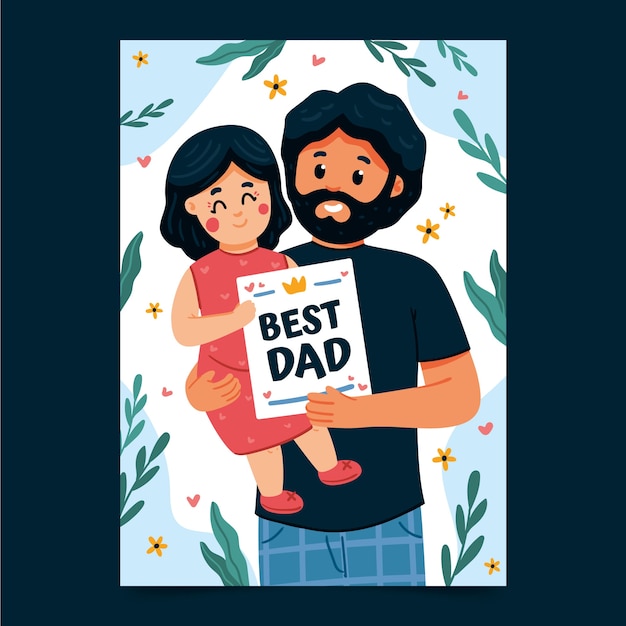 Flat father's day greeting card template