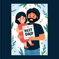 Free vector flat father's day greeting card template