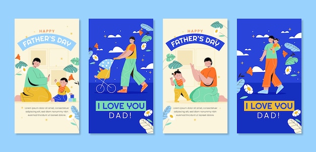Flat father's day instagram stories collection