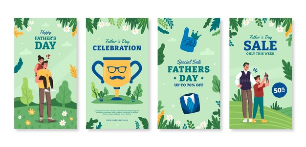 Flat father's day instagram stories collection