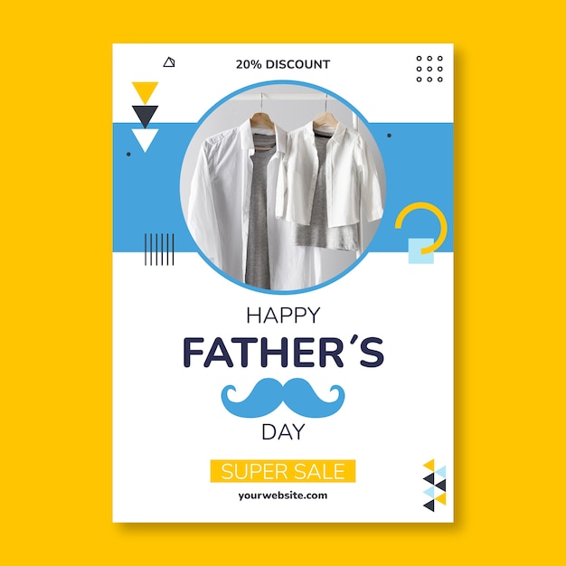 Flat father's day invitation template