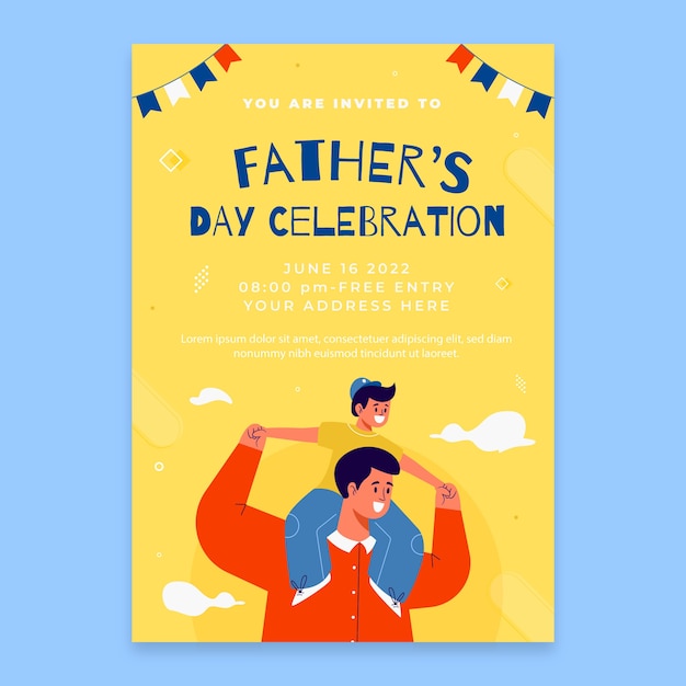 Free vector flat father's day invitation template