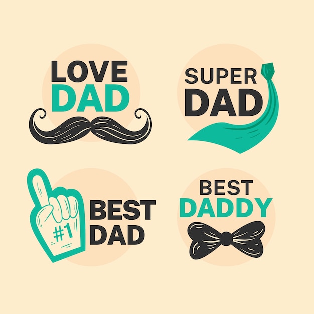 Free vector flat father's day label collection