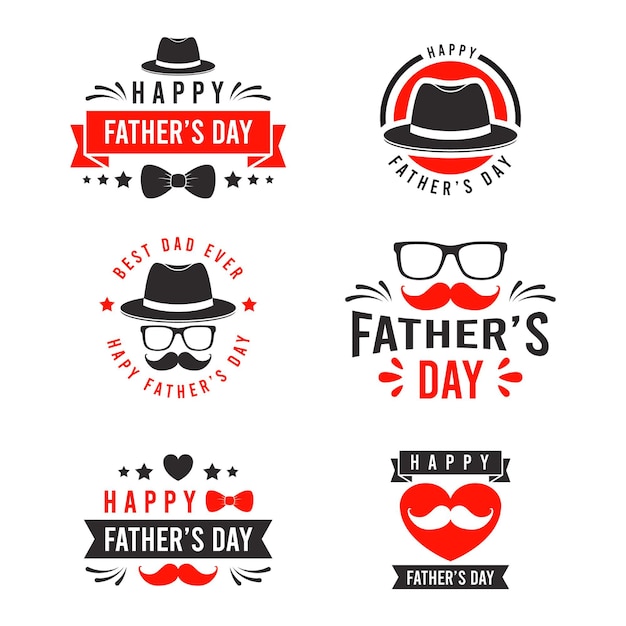 Flat father's day labels collection
