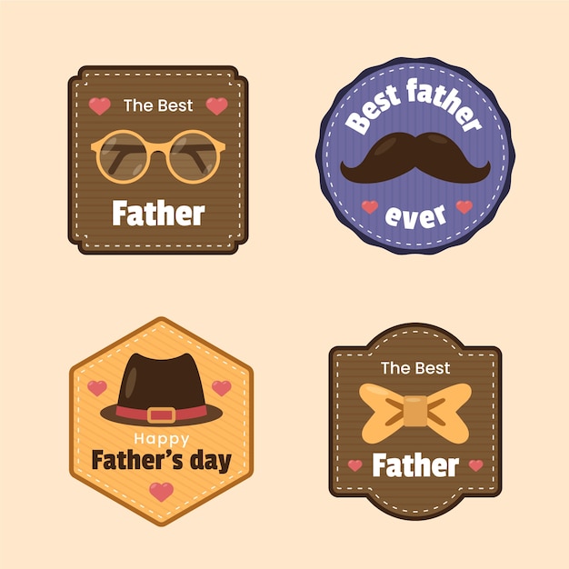 Free vector flat father's day labels collection