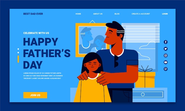 Free vector flat father's day landing page template