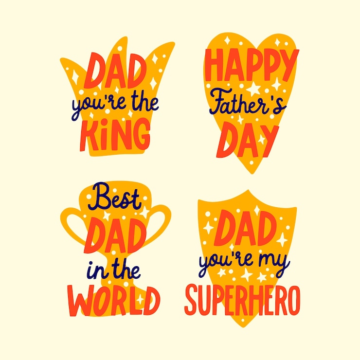 मुफ़्त वेक्टर flat father's day lettering collection