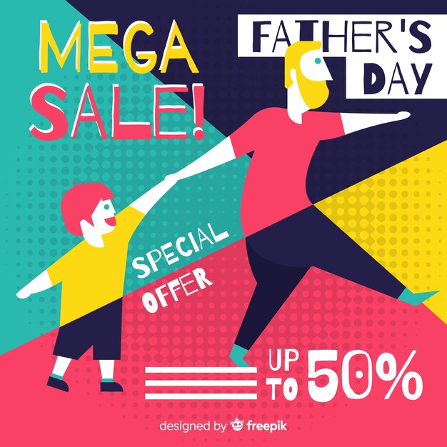 Flat father's day sale background