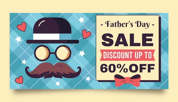 Flat father's day sale horizontal banner template