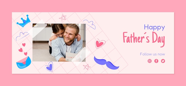 Flat father's day social media cover template