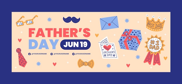 Flat father's day social media cover template