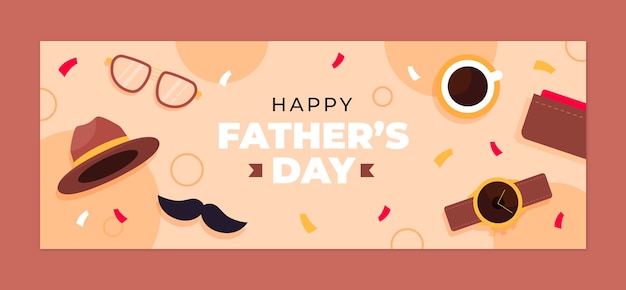 Flat father's day social media cover template