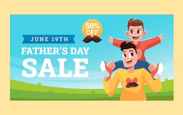 Free vector flat father's day social media post template