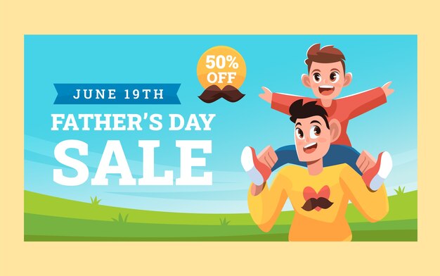 Flat father's day social media post template