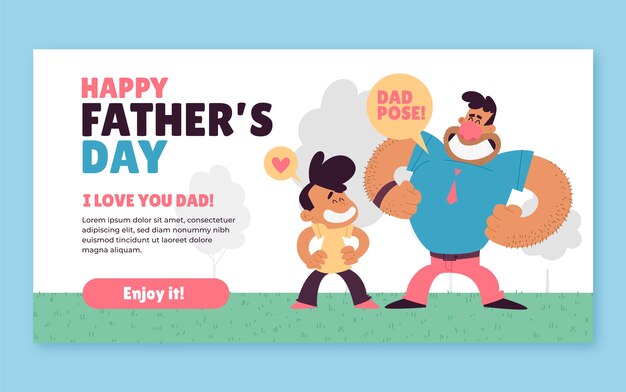 Flat father's day social media post template