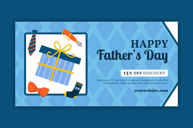 Flat father's day social media promo template