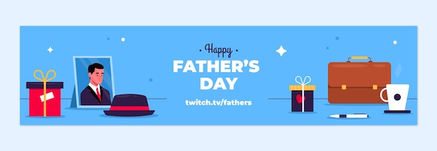 Free vector flat father's day twitch banner