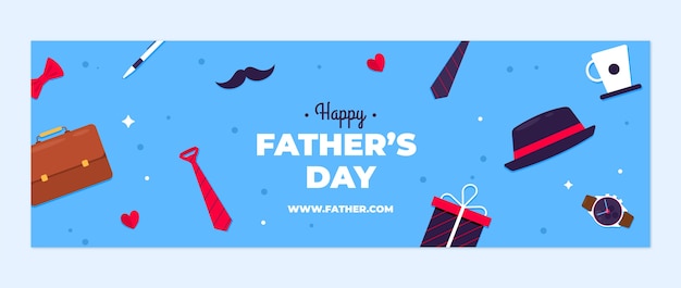 Vettore gratuito intestazione twitter piatta per la festa del papà