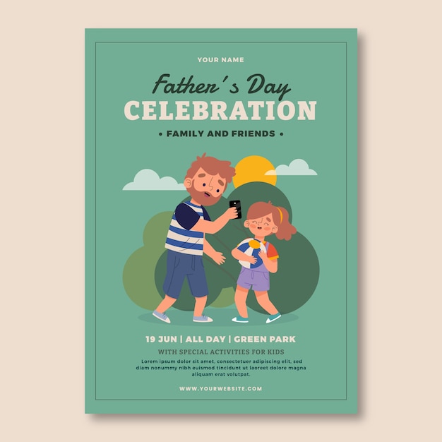 Flat father's day vertical poster template