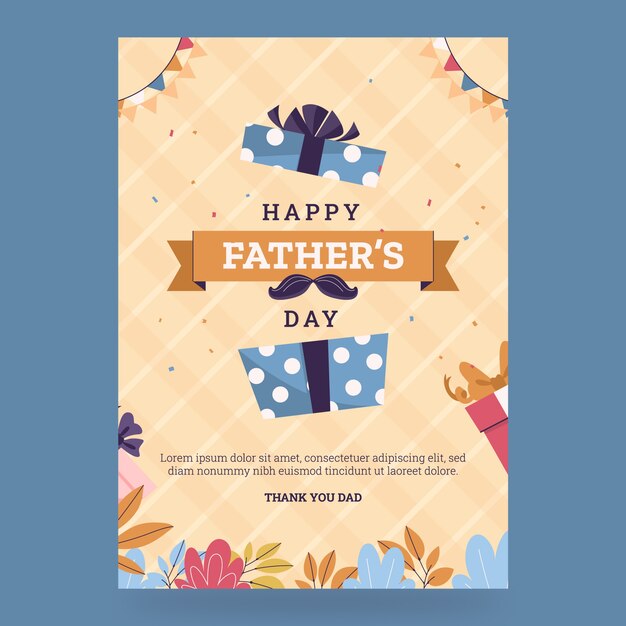 Flat father's day vertical poster template