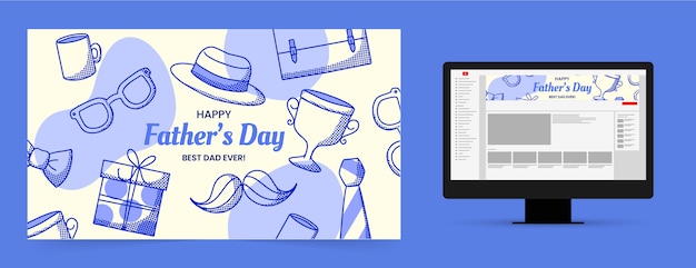 無料ベクター フラット父の日youtubeチャンネルアート