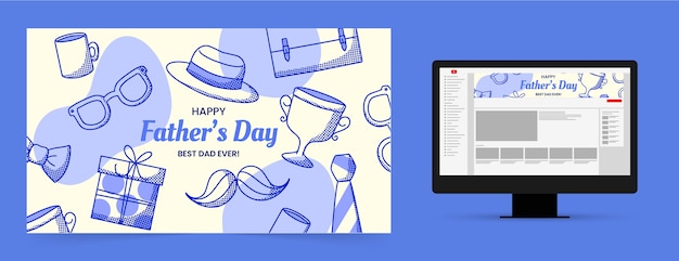 Free Vector flat father's day youtube channel art