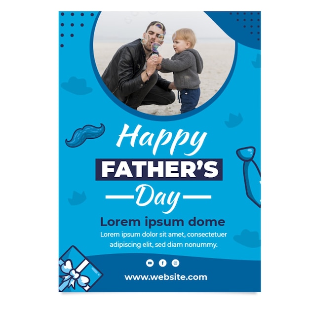 Free vector flat father's vertical poster template