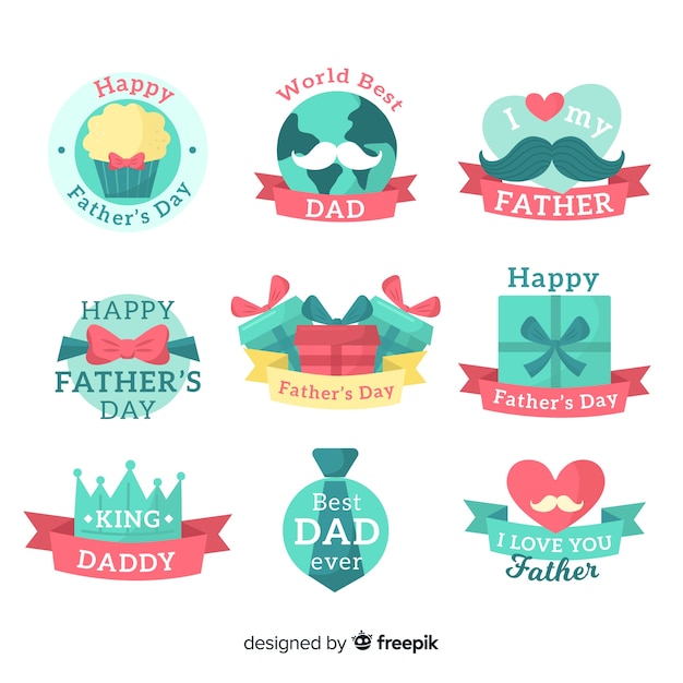 Flat fathers day badge collection