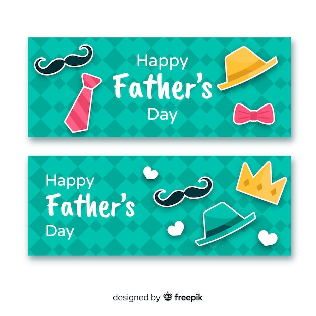 Flat fathers day banners