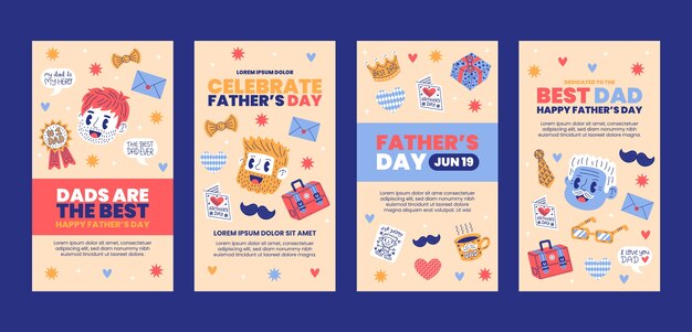 Flat fathers day instagram stories collection
