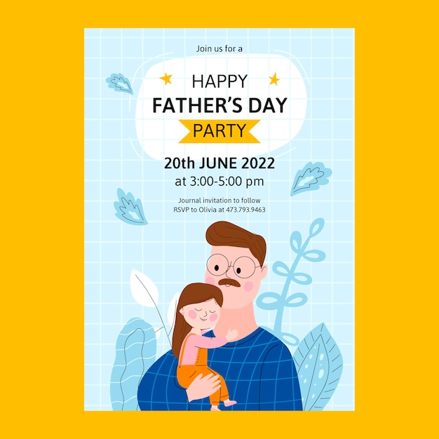 Free vector flat fathers day invitation template