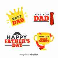 Free vector flat fathers day label collection