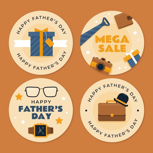 Free vector flat fathers day labels collection