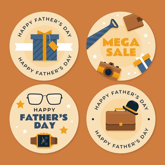 Flat fathers day labels collection