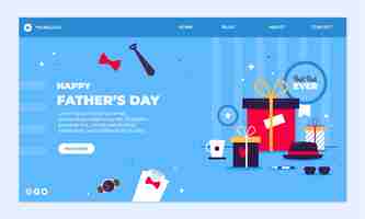 Free vector flat fathers day landing page template