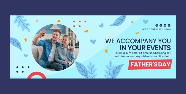 Flat fathers day social media cover template