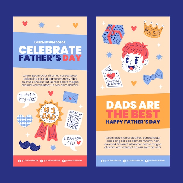 Flat fathers day vertical banners collection