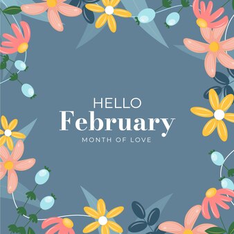 Flat february month of love background