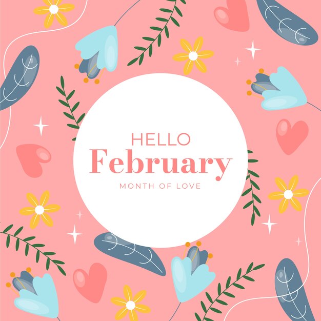 flat february month of love background