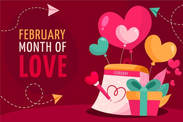 Free vector flat february month of love background