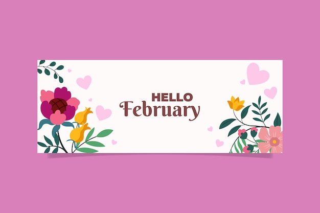 Flat february month of love social media cover template