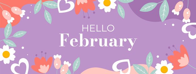 flat february month of love social media cover template