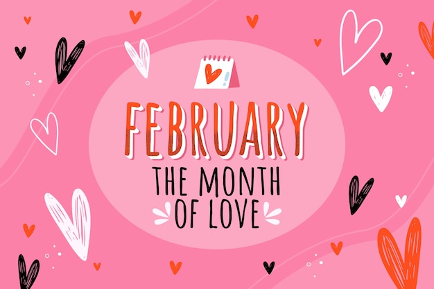 Плоский февральский месяц любви фон