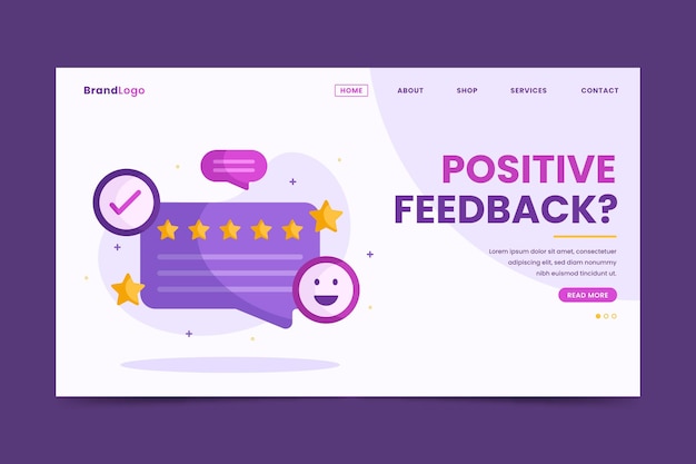 Flat feedback landing page template