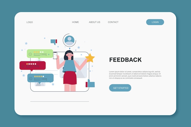 Free vector flat feedback landing page template