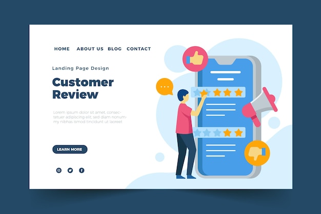 Flat feedback landing page template